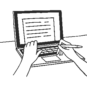 dessin-noir-blanc-personne-tapant-ordinateur-portable